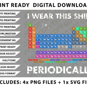 I Wear This Periodically Chemistry Png Bundle, SVG Files, Digital Downloads