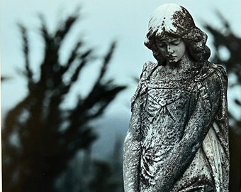 Cemetery Angel At Dusk, Olema Cemetery, Point Reyes Station, California. Unique Fine Art Photographic Matted Print by Philip Rowntree.