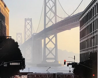 The Bay Bridge from Rincon Hill, San Francisco. Unique Fine Art Matted Photographic Print by Phil Rowntree.