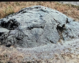 Petroglyphs On The Spyrock, Spyrock, Meddocino, California. Unique Fine Art Photographic Matted Print by Philip Rowntree.