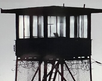 Guard Tower, San Quentin, Marin County, California. Unique Fine Art Photographic Matted Print by Philip Rowntree.