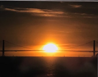 The Golden Gate Bridge at Sunset. Unique Fine Art Photographic Matted Print by Philip Rowntree.