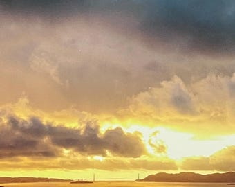 Golden Gate Sunset 4 From Berkeley, California. Unique Fine Art Matted Photographic Print by Phil Rowntree. Unique, Landscape Photography
