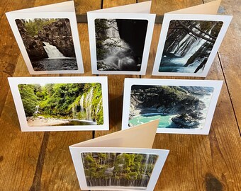 Six West Coast Waterfalls : Handmade (Blank Inside) Gift Cards + Envelopes - Made in Berkeley Ca - Fine Art Photography by Phil Rowntree