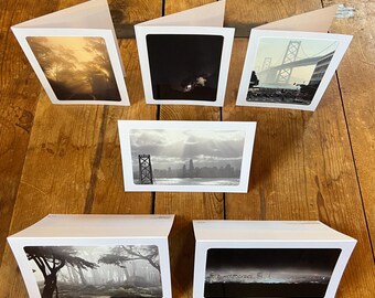Six Misty Views of San Francisco: Handmade (Blank Inside) Gift Cards + Envelopes - Handmade in Berkeley Ca - Fine Art Landscape Photography