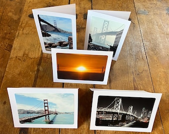Five Images of The Golden Gate and Bay Bridge : Handmade (Blank Inside) Gift Cards + Envelopes - Fine Art Photography by Phil Rowntree