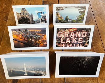Six Views of Oakland: Handmade (Blank Inside) Gift Cards + Envelopes - Made in Berkeley Ca - Fine Art Landscape Photography by Phil Rowntree