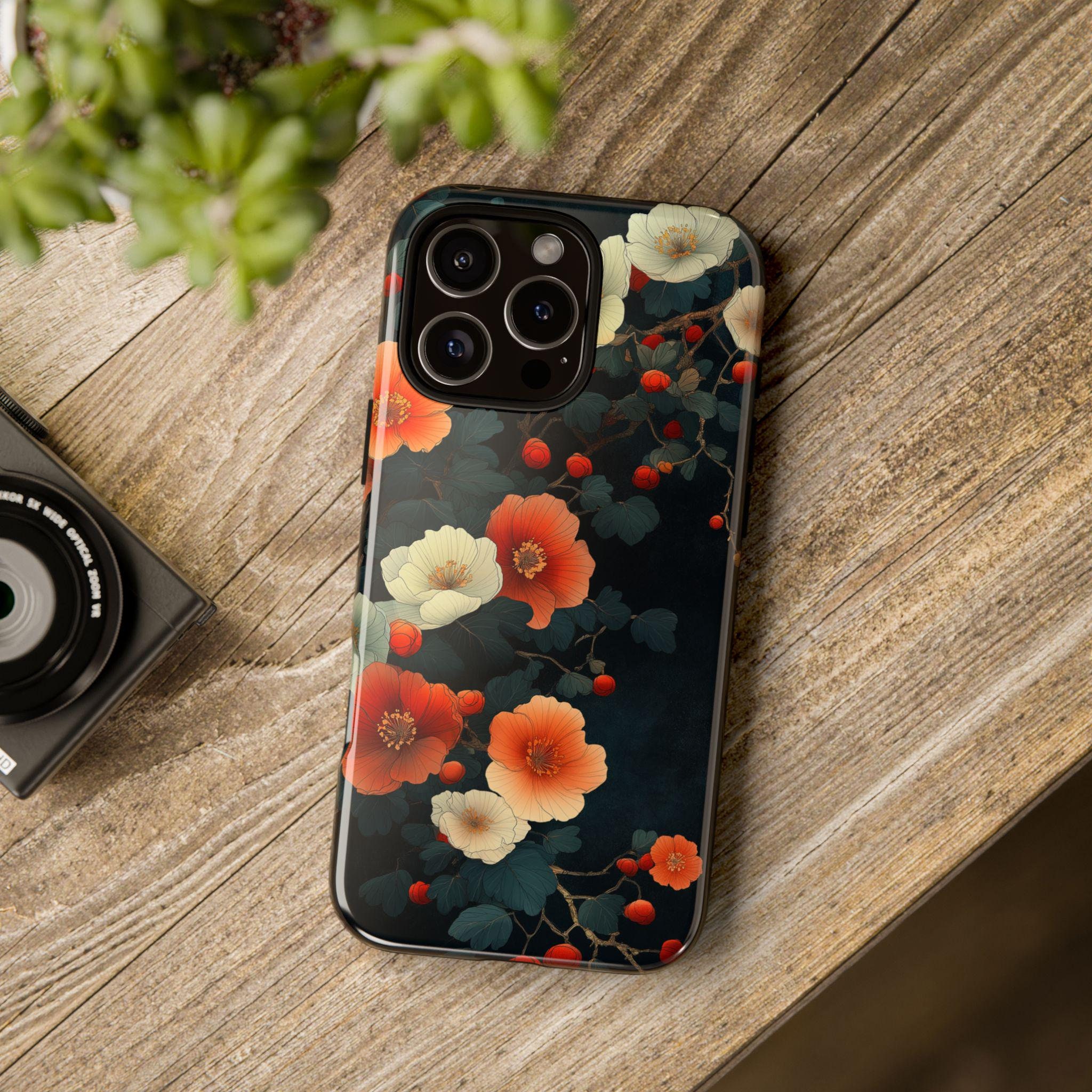 HYDE「SMARTPHONE CASE CHIC ver.」 スマホカバー Dark Chiyogami Floral Tough Phone Case for iPhone 13 14 15 16