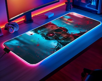 Gaming Desk Mat | Cyberpunk Gothic Gamer | Cyberpunk, Skull, Artistic | Extended Mouse Pad