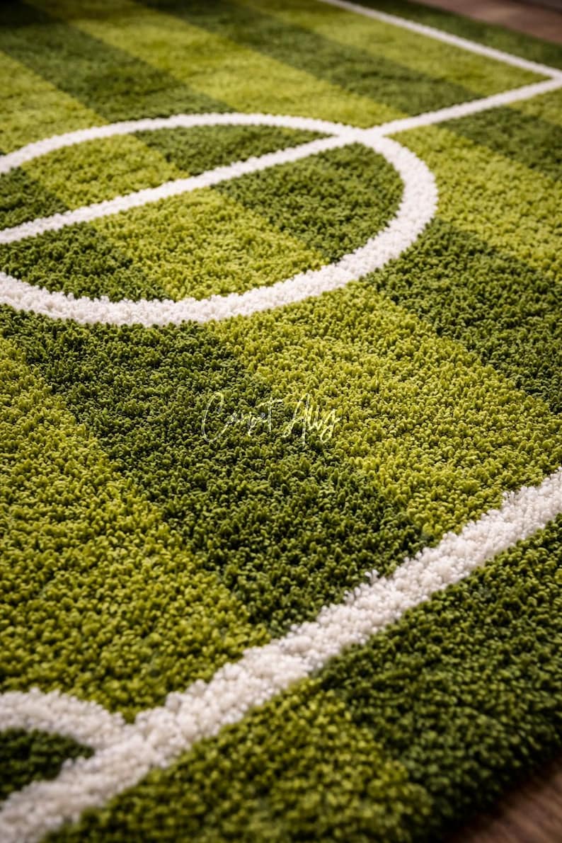 Football Filed Rugg Football Field Rug, Soccer Pitch Area Rug, Sports Theme Carpet, Kids ...