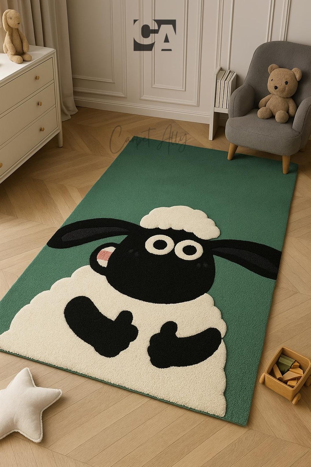Whimpsy Rug Sheep Hand-tufted Wool Sheep Rug: Plush Nursery Decor Mat - Etsy