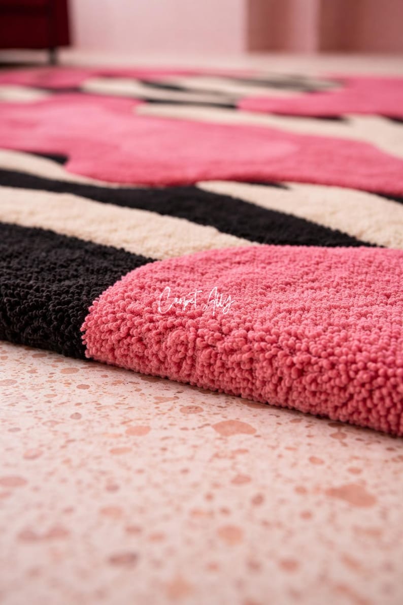 Pink Zebra Shape Rug 3D Hot Pink Zebra Rug - Abstract Cloud Hand Tufted Area Decor - Funky ...