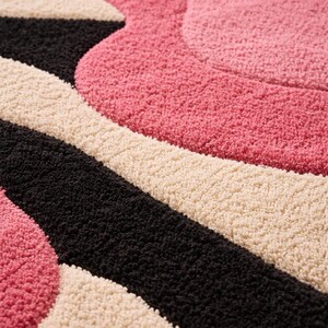 Hand-Tufted Zebra Rug | Hot Pink Abstract Pop Art Decor | Irregular Shape image 4