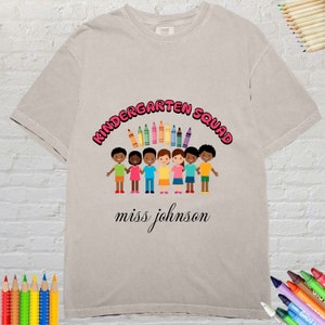 Personalized Kindergarten Teacher Shirt – Crayon Heart, Retro Back to School Tee
