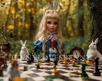 Alice in Wonderland, Digital Art, Doll art, Digital Download, Print, PNG, Wall Art