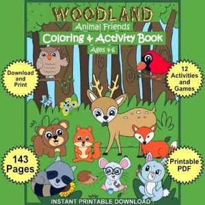143 Coloring Book Pages Woodland Animals Activity Coloring Book Childrens Coloring Sheets Coloring Pages Printable Coloring Download