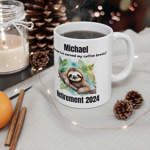 Mug with saying pension personalized gift gift idea desired name retirement mug pensioner mug cup gift farewell sloth