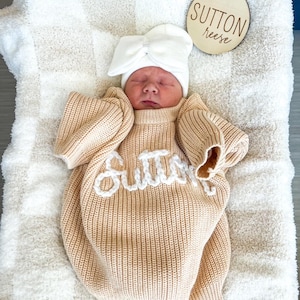 Name Sweater • baby and toddler sweaters • neutral sweater• hand embroidered sweater