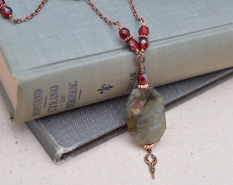 Collier labradorite et cuivre antique