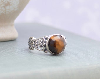 Sterling Silver Faceted Tiger's Eye Ring