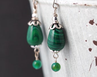 Sterling Silver Malachite Earrings