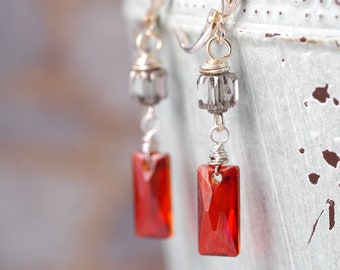 Red Chandelier Crystal Earrings