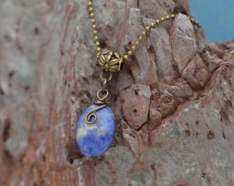 Wire Wrapped Sodalite Pendant Necklace