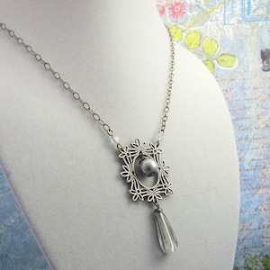 Silver and Pearl Necklace Bridal Necklace Bridesmaid Necklace Wedding Necklace Elegant Necklace Art Deco Necklace Handmade Necklace
