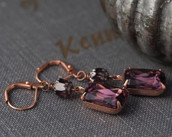 Amethyst Glass Gem Earrings