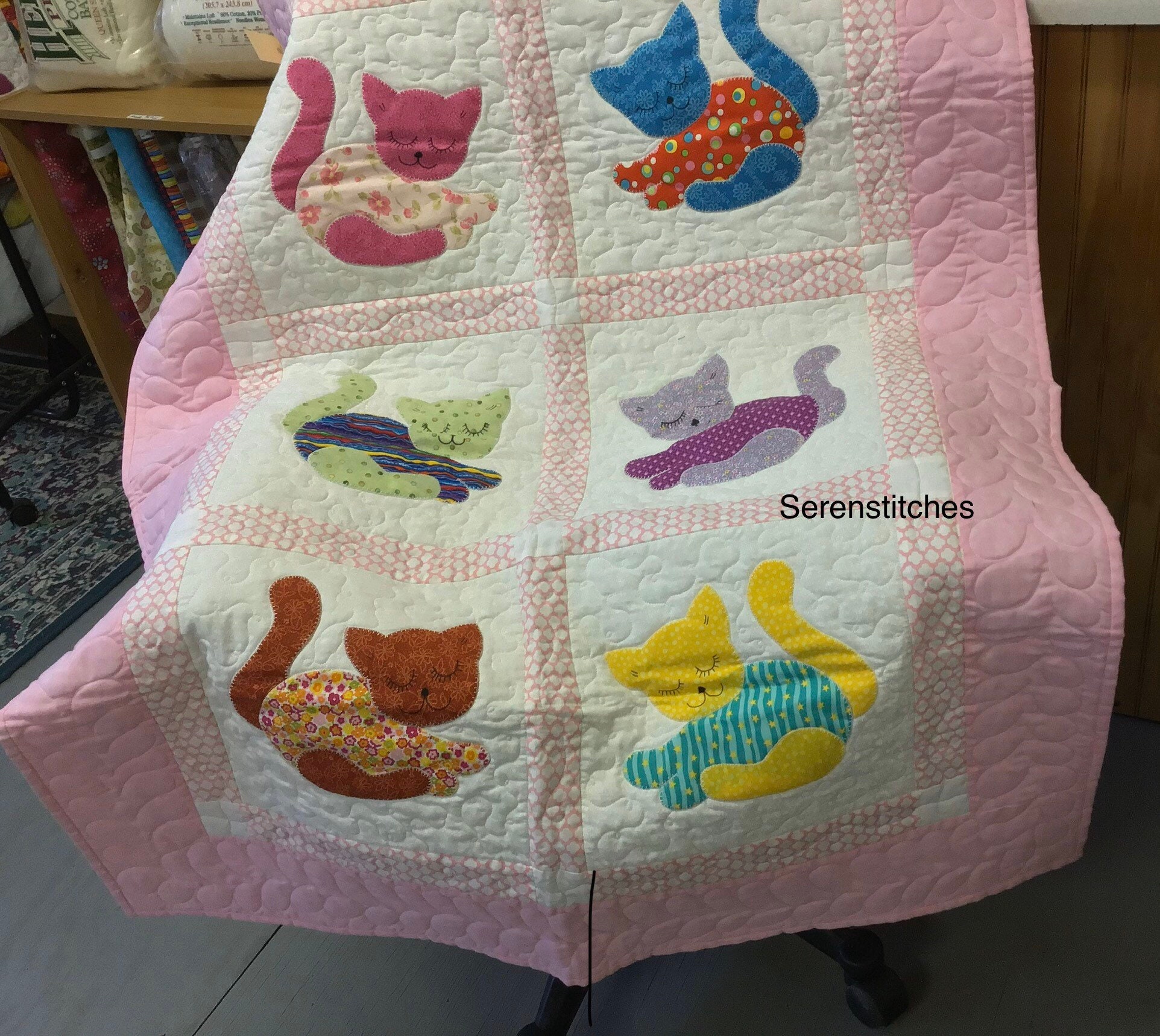 Baby quilt toddler nap blanket kitten appliqued quilt for Etsy