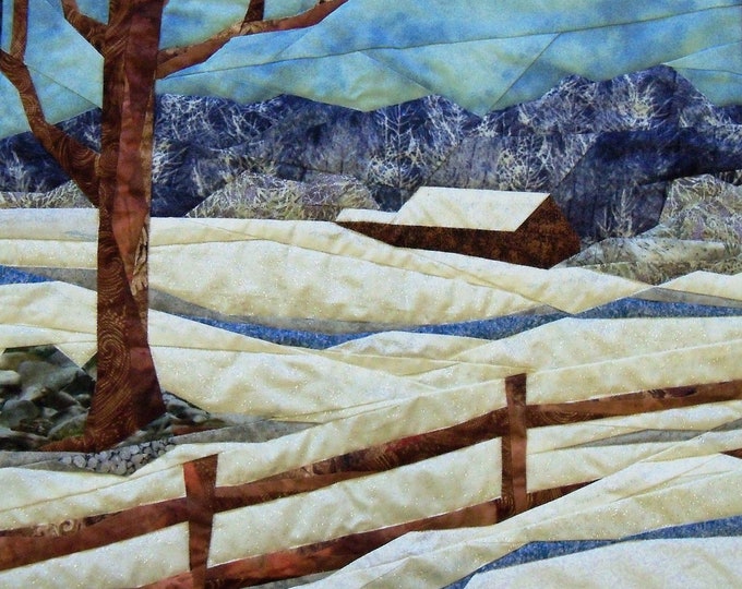 Snow Scene Wall Hanging Fabric Art Quilted Landscape Etsy