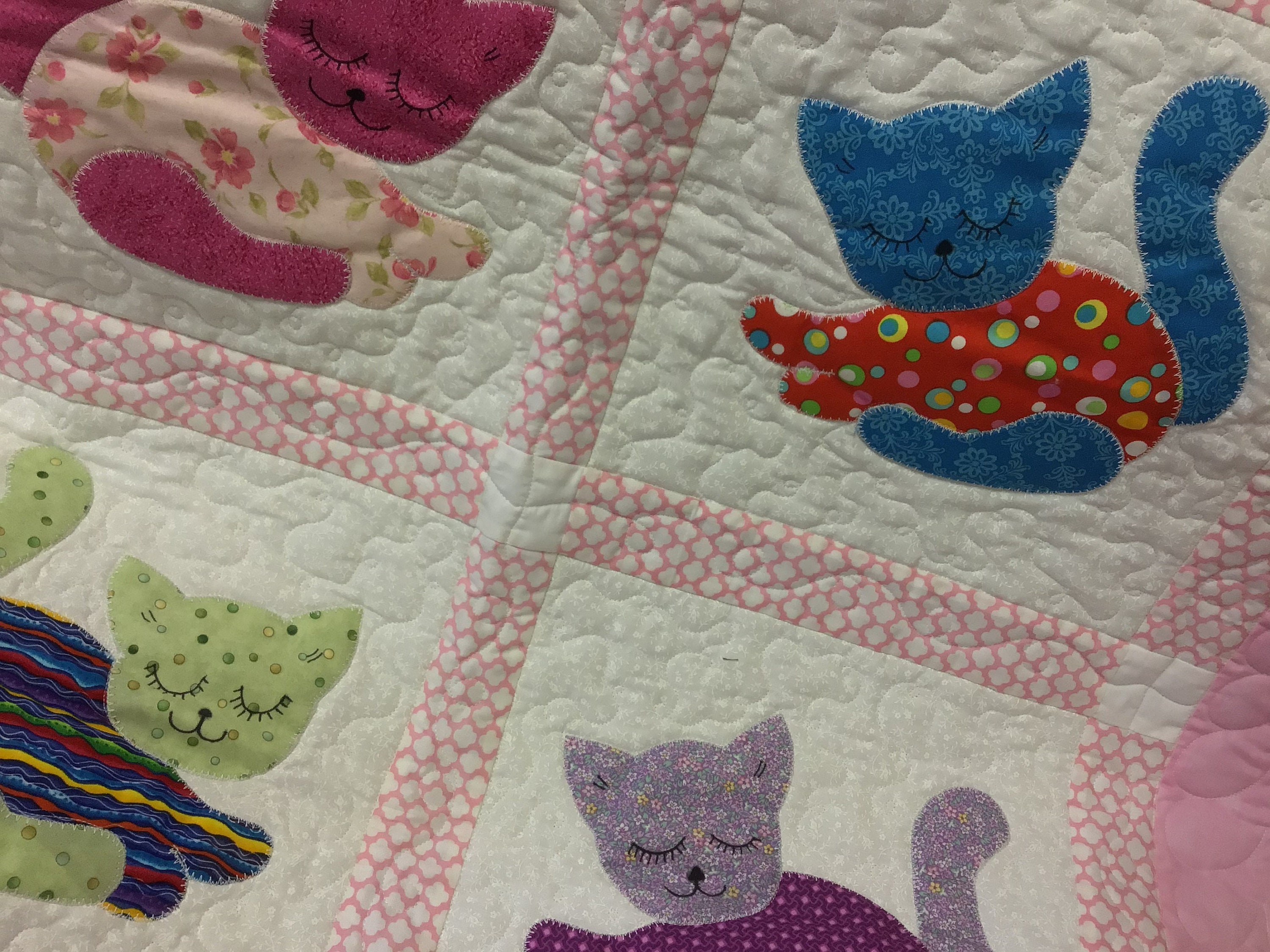 Baby quilt toddler nap blanket kitten appliqued quilt for Etsy