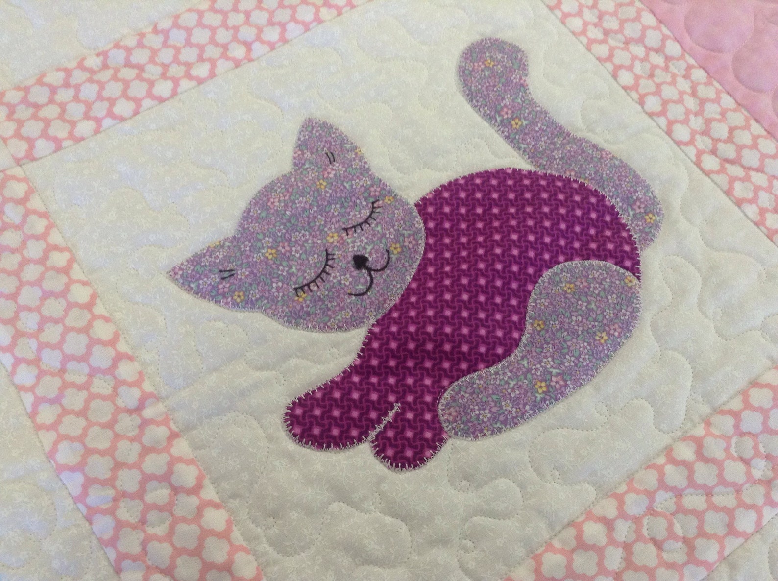 Baby Quilt Toddler Nap Blanket Kitten Appliqued Quilt for Etsy