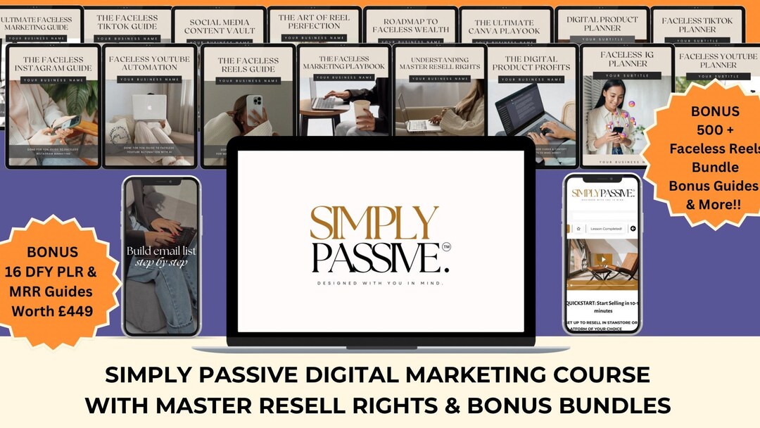 SIMPLY PASSIVE Digital Marketing Course & BONUS Bundles - Etsy