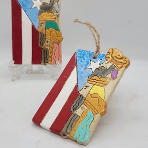 Three Wise Men with Puerto Rican Flag Ceramic Ornament