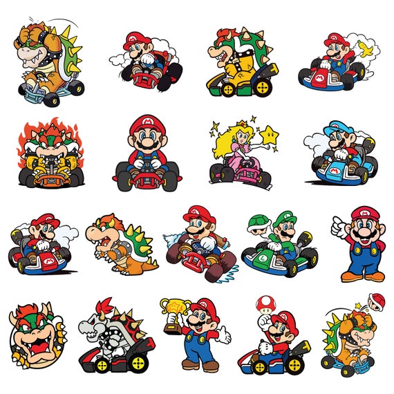 Super Mario SVG Bundle for Cricut and Sublimation, Mario Cut Files, Mario Clipart, Super Mario Font, Mario PNG, Racing Retro Games