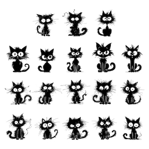 Bundle SVG chat, chat PNG Bundle, clipart chat, chaton svg, lot de chat de dessin animé SVG, silhouette de chat, chat svg couper des fichiers pour cricut, chat Svg