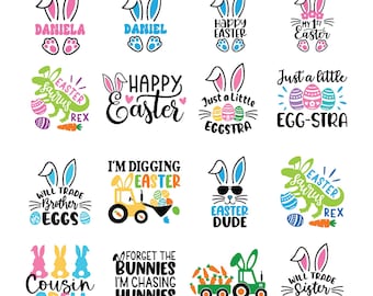 Påsk SVG PNG-paket, Glad påsk Svg, Påskhare SVG, Påsktröjor, Påsk för barn, Kaninöron, Digital nedladdning PNG