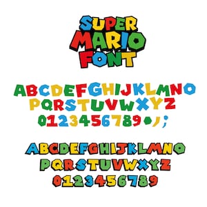 Super Mario-lettertype Svg, Mario Bros-typografie, Super Mario-lettertype cool, Super Mario-lettertype cricut, Super Mario-lettertypesilhouet, Super Mario-lettertype