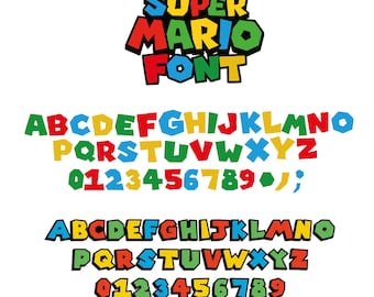 Super Mario Font Svg , Mario bros typography, Super mario cool Font, super mario font cricut, super mario font silhouette, super mario