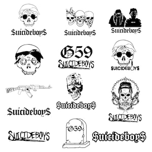 Lot de stickers Suicide Boys SVG PNG Design, lot de Suicide Boys Svg, png Suicide Boys, 59 svg, vecteur de png de musique d'artiste suicide Boys