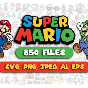 Super Mario SVG-Bundle für Cricut und Sublimation, Mario Cut-Dateien, Mario Clipart, Super Mario Schrift, Mario PNG, Racing Retro Games