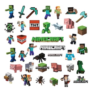 Puede incluir: Un conjunto de pegatinas de Minecraft de colores con personajes, bloques y el logotipo de Minecraft. Las pegatinas son perfectas para decorar portátiles, botellas de agua y otras superficies.