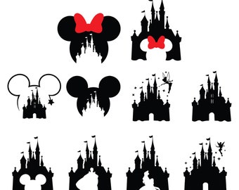 Castle svg bundle, castle clipart,  princess svg, castle clipart, Heart Head Mickey svg, magic kingdom svg, cut files for cricut silhouett