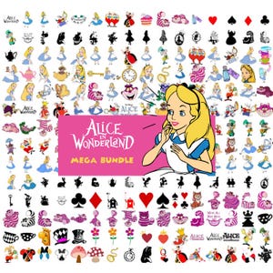 Alice au pays des merveilles SVG Bundle, princesse Svg & fichiers Png pour Cricut, Alice Png, Clipart Alice au pays des merveilles, Alice au pays des merveilles couper fichier