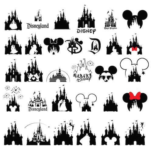 Castle svg bundle, princess svg, castle clipart, Heart Head Mickey mouse, magic kingdom svg, cut files for cricut silhouette
