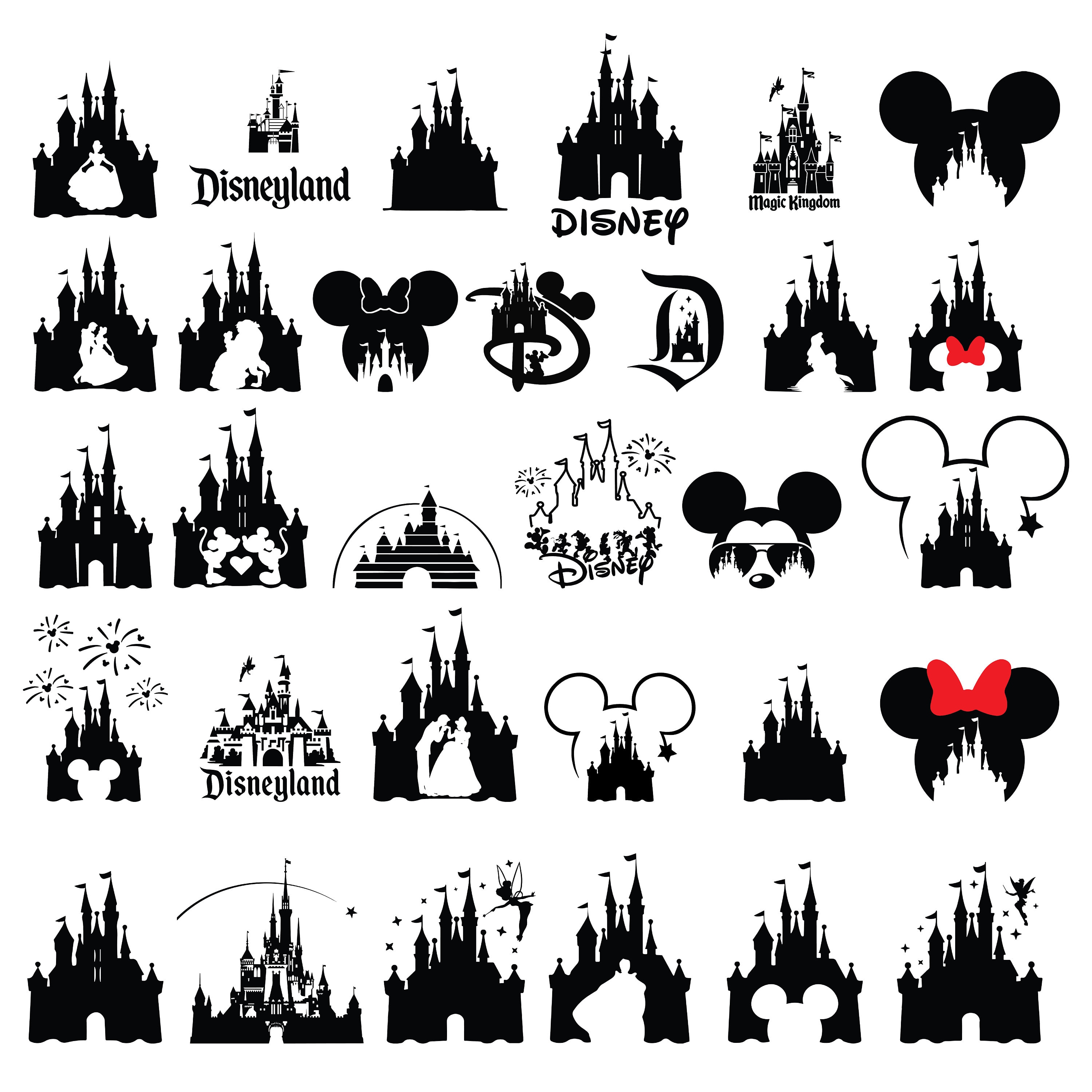 Castle svg bundle, princess svg, castle clipart, Heart Head Mickey mouse, magic kingdom svg, cut files for cricut silhouette
