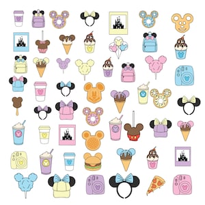 Magic World clipartcollectie - carnaval clipart - carnaval items - park snacks eten pastel illustraties, Mickeyy Minniee Mouse clipartbundel