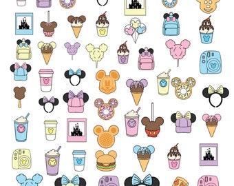 Magic World Clipart Collection - Carnival Clipart - Carnival Items - Park Snacks Food Pastel Clip Art, Mickeyy Minniee Mouse Cliparts bundle