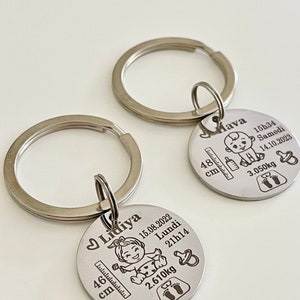 Porte clé personnalisé bébé, nouveau né, enfant, Porte clé naissance cadeau de grossesse, gravure personnalisée, cadeau maman, cadeau Fête